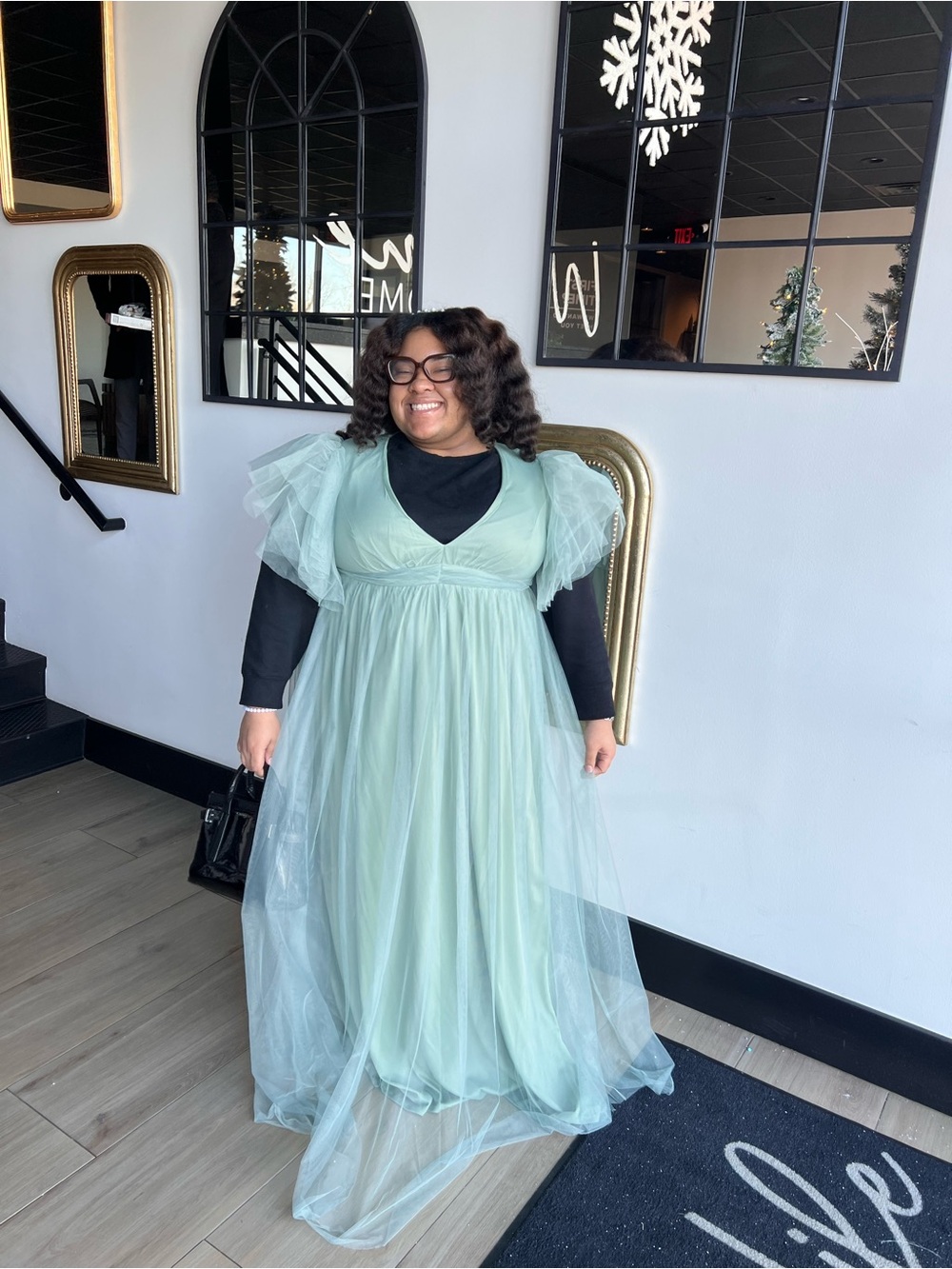 Sheer Tulle Maxi Dress in Pale Mint - Women
